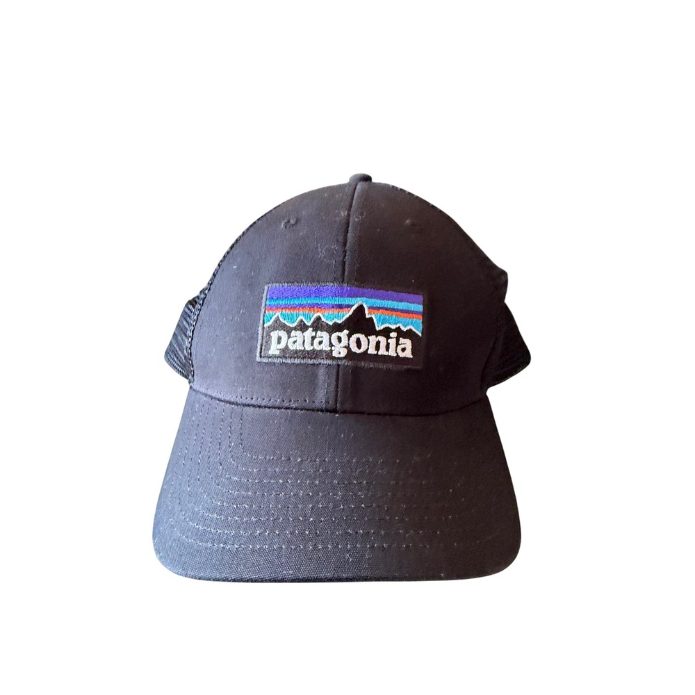 Patagonia P-6 Logo LoPro Trucker Hat Black Mesh Back Snapback Cap 38283